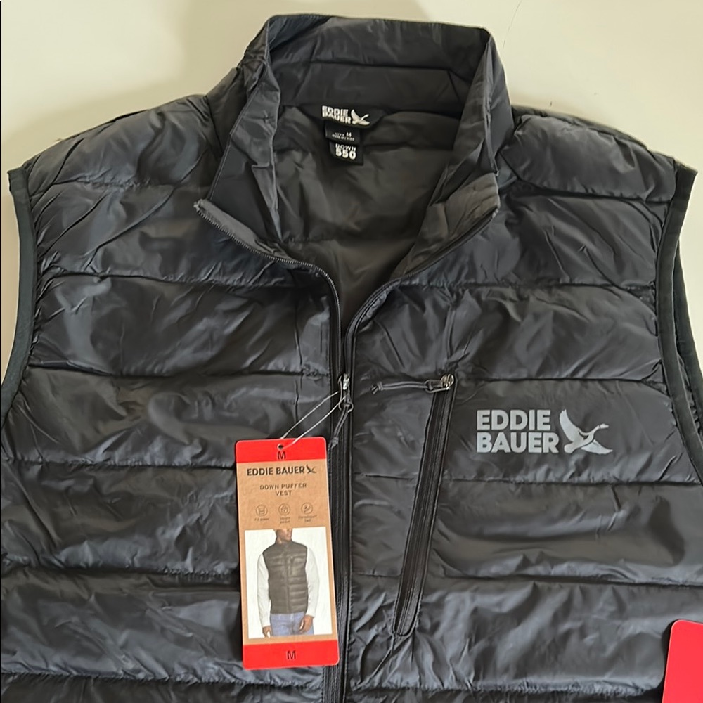Men’s Eddie Bauer Down Puffer Gray Vest Size M